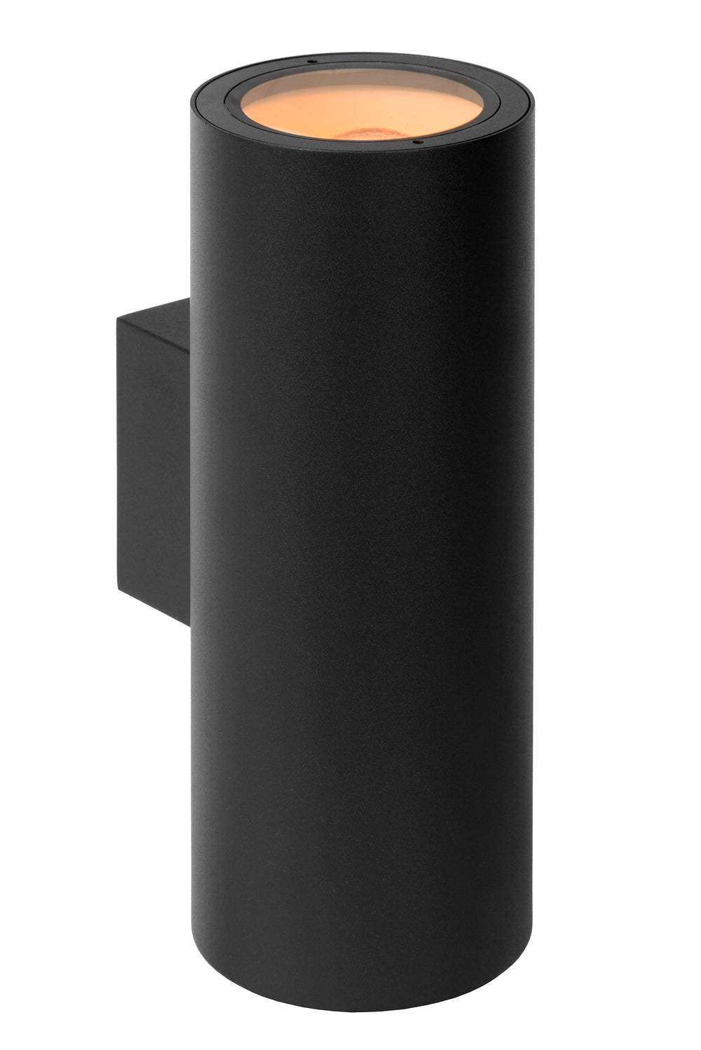 Lucide VOLANTIS Sort udendørs væglampe, 2xE27, IP54, uplight & downlight, moderne aluminiums-cylinder