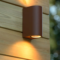 Lucide BOOGY wandlamp binnen buiten 2xGU10 IP44 Roestkleurig aluminium modern up down verlichting