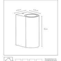 Lucide BOOGY wandlamp binnen buiten 2xGU10 IP44 Roestkleurig aluminium modern up down verlichting