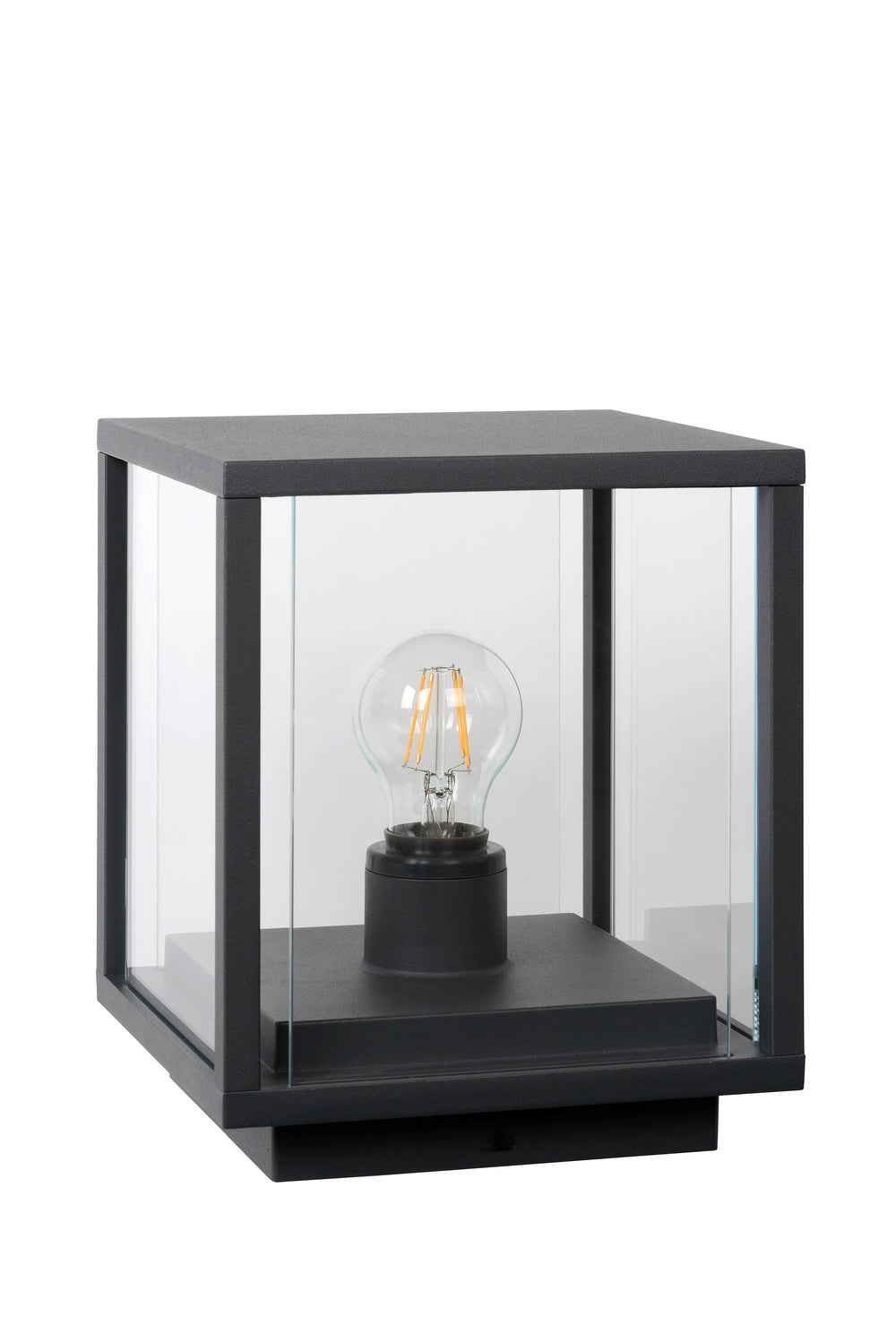 Lucide CLAIRE LED sockellampa 1xE27 IP54 Antracit utomhus kuboid aluminium 220-240V modern trädgårdsbelysning