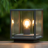 Lucide CLAIRE LED sockellampa 1xE27 IP54 Antracit utomhus kuboid aluminium 220-240V modern trädgårdsbelysning