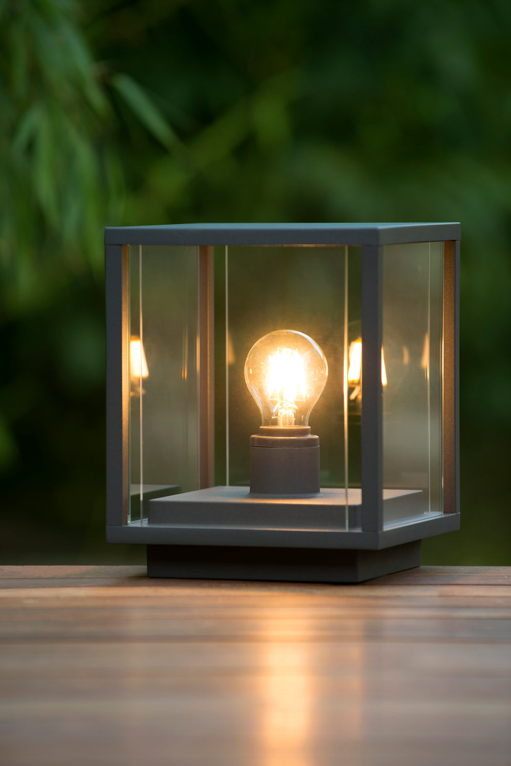 Lucide CLAIRE LED sockellampa 1xE27 IP54 Antracit utomhus kuboid aluminium 220-240V modern trädgårdsbelysning