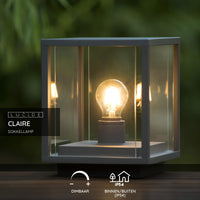 Lucide CLAIRE LED sockellampa 1xE27 IP54 Antracit utomhus kuboid aluminium 220-240V modern trädgårdsbelysning