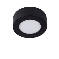 Lucide BRICE LED Badezimmer-Deckenleuchte, rund 8W dimmbar 3000K IP44 Matt Schwarz Ø117mm