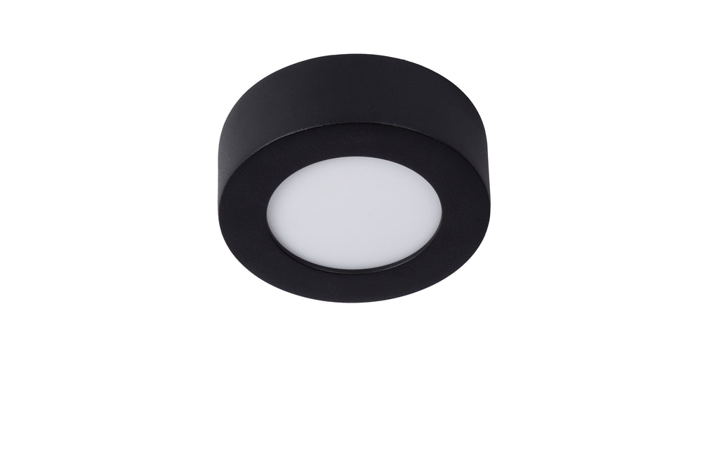 Lucide BRICE LED Badezimmer-Deckenleuchte, rund 8W dimmbar 3000K IP44 Matt Schwarz Ø117mm