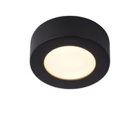 Lucide BRICE LED Badezimmer-Deckenleuchte, rund 8W dimmbar 3000K IP44 Matt Schwarz Ø117mm
