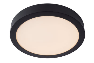 Lucide BRICE LED loftlampe, 30W 3000K dæmpbar, IP44 rund 30cm, Mat Sort, moderne badeværelsesbelysning