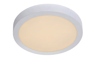 Lucide BRICE LED badeværelses loftlampe, dæmpbar 30W 3000K, rund 300mm, IP44, Hvid finish