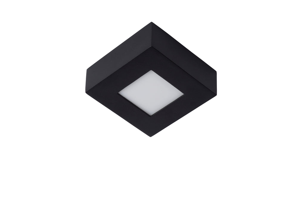 Lucide BRICE lámpara de techo LED para baño, regulable 8W 3000K, IP44, acabado cuadrado negro
