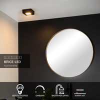 Lucide BRICE lámpara de techo LED para baño, regulable 8W 3000K, IP44, acabado cuadrado negro