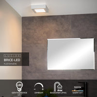Lucide BRICE LED Badezimmer-Deckenleuchte, dimmbar 15W 3000K, IP44, quadratisch Mattweiß