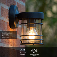 Lucide KEPPEL applique da parete interno esterno attacco E27 IP44 Metallo Nero Opaco 220-240V 60W