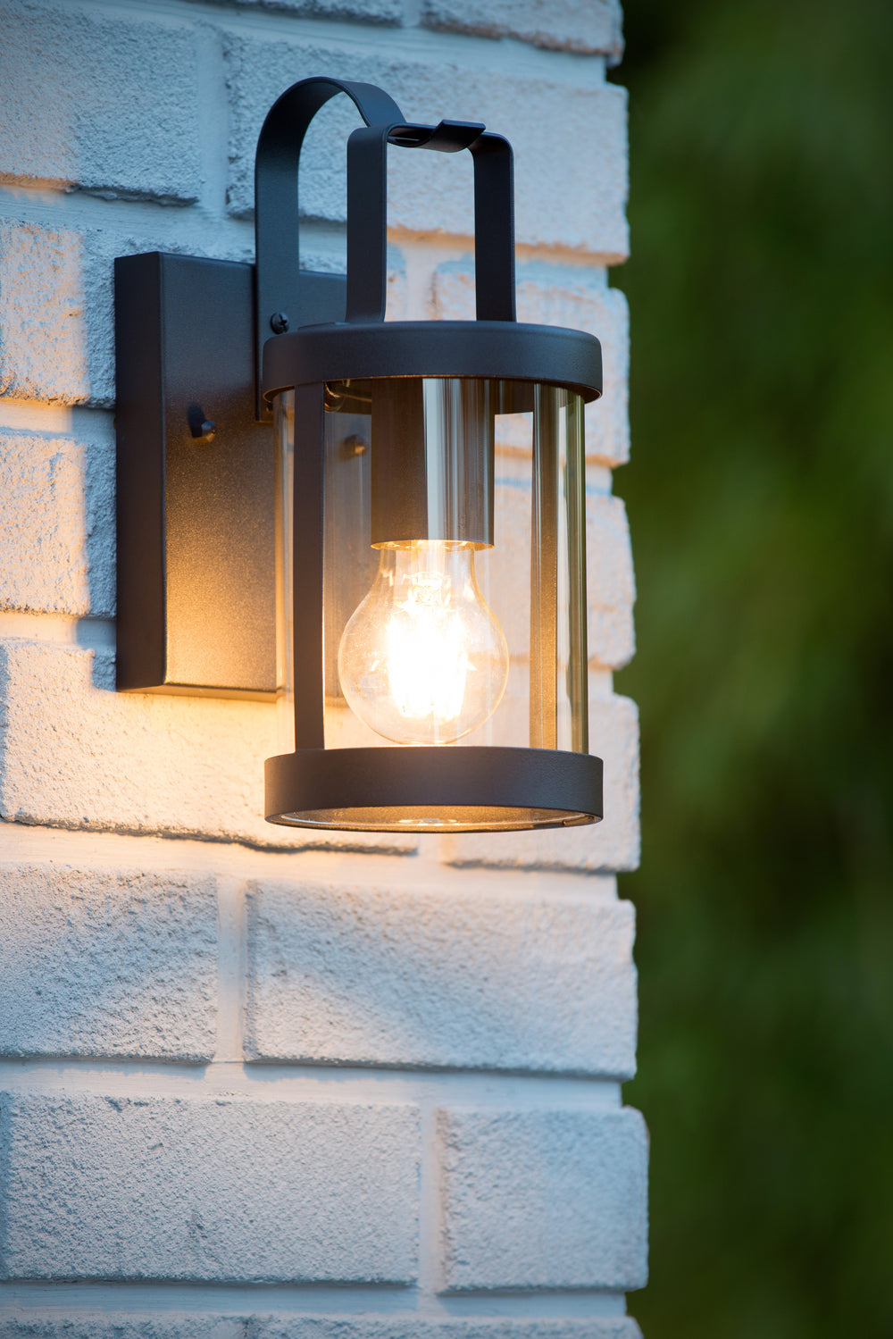 Lucide LINDELO aplique de pared interior exterior, casquillo E27, 60W máx, 220-240V, IP44, acabado metálico negro mate