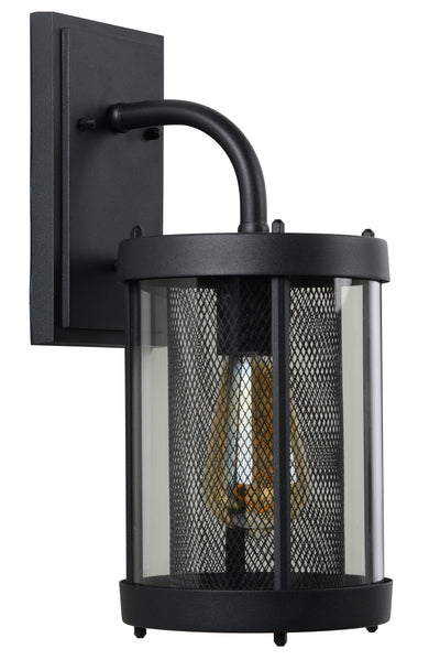 Lucide Makkum væglampe, 1xE27, IP23 udendørs indendørs lampe, Mat Sort metal, 220-240V, maks. 60W