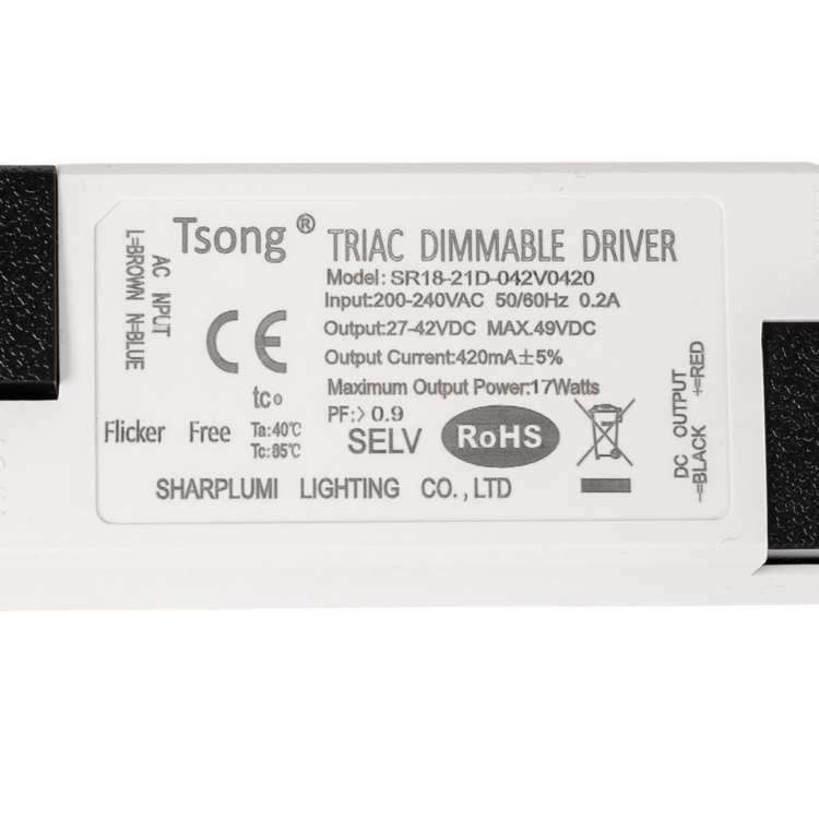 Controlador LED regulable LCB corte de fase TRIAC para panel LED de 17W IP20 CE RoHS
