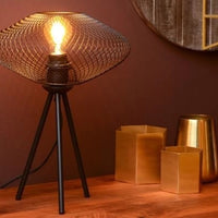 Lucide MESH LED bordslampa, metall oval design, E27-sockel, max 40W, 220-240V, IP20, Matt Svart, 300x300x410mm