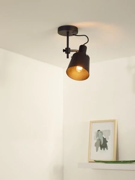 Lucide quinny zwarte LED plafondspot 1xE27, IP20, 80 CRI, 220-240V