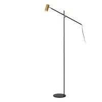 Lucide PHILINE modern golvläs­lampa, 1xGU10, LED-kompatibel, höjdjusterbar, Matt Svart med Guldhuvud