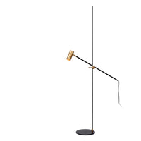 Lucide PHILINE modern golvläs­lampa, 1xGU10, LED-kompatibel, höjdjusterbar, Matt Svart med Guldhuvud