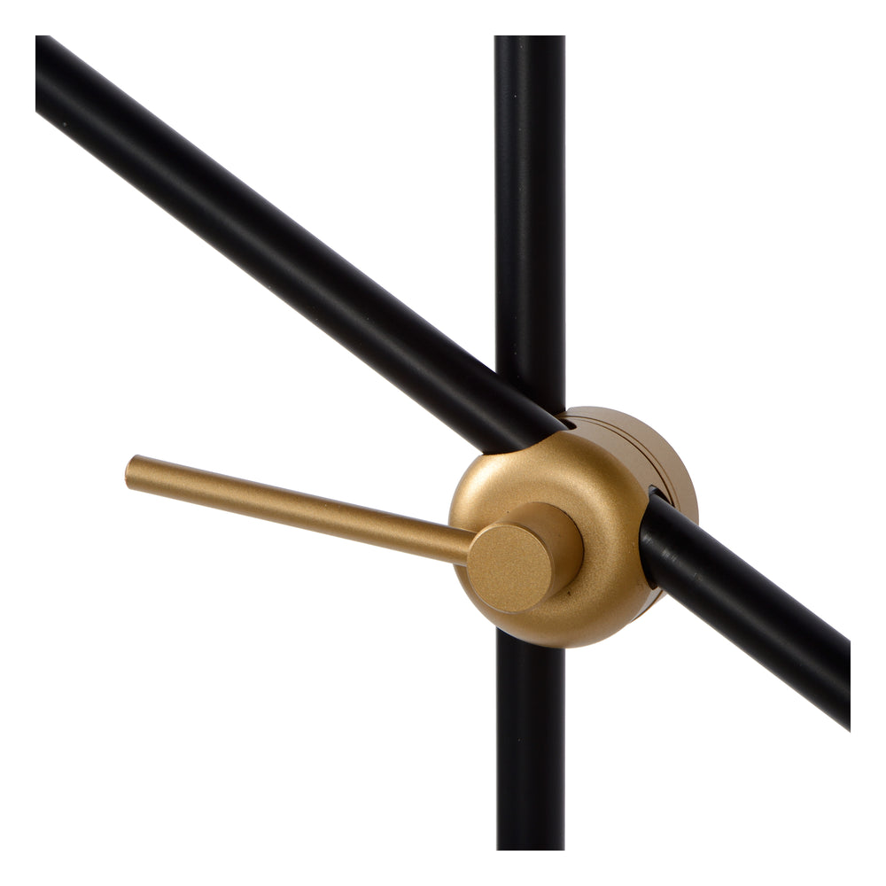 Lucide PHILINE modern golvläs­lampa, 1xGU10, LED-kompatibel, höjdjusterbar, Matt Svart med Guldhuvud