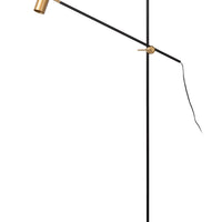 Lucide PHILINE modern golvläs­lampa, 1xGU10, LED-kompatibel, höjdjusterbar, Matt Svart med Guldhuvud