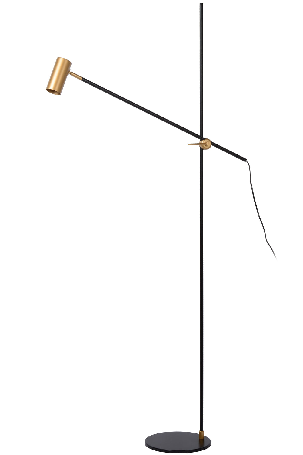 Lucide PHILINE modern golvläs­lampa, 1xGU10, LED-kompatibel, höjdjusterbar, Matt Svart med Guldhuvud