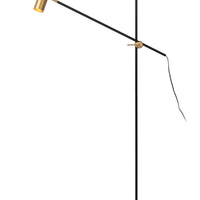 Lucide PHILINE modern golvläs­lampa, 1xGU10, LED-kompatibel, höjdjusterbar, Matt Svart med Guldhuvud