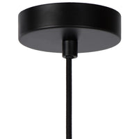 Lucide JULIUS hanging lamp, 1xE27, smoke glass shade Ø20cm, black wood and gold metal, 220-240V, IP20