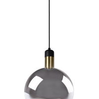 Lucide JULIUS pendel Ø28cm røgfarvet glas sort træ guld metal E27 40W dæmpbar IP20 220-240V