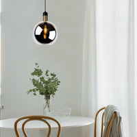 Lucide JULIUS pendel Ø28cm røgfarvet glas sort træ guld metal E27 40W dæmpbar IP20 220-240V