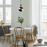 Lucide JULIUS pendel Ø28cm røgfarvet glas sort træ guld metal E27 40W dæmpbar IP20 220-240V