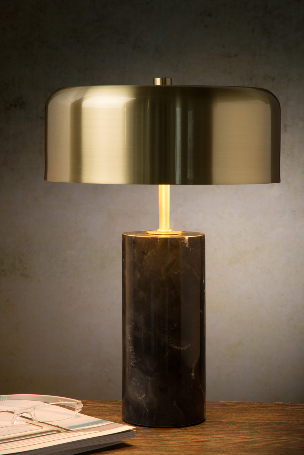 Lucide MIRASOL modern bordslampa Ø25cm Svart marmor metall, 3xG9 socklar, dimbar med strömbrytare på kabel, IP20