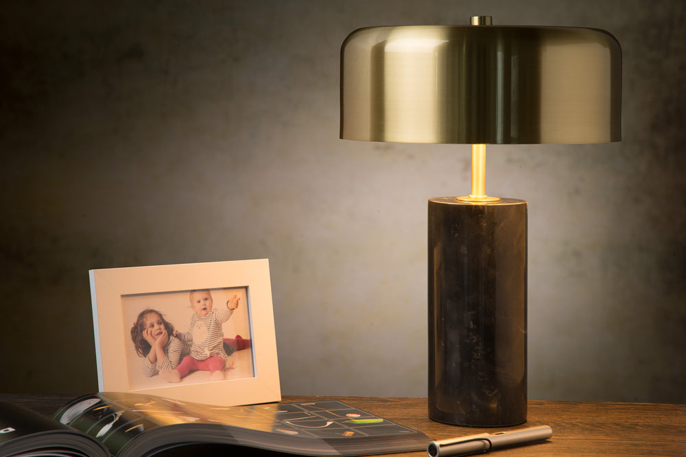 Lucide MIRASOL modern bordslampa Ø25cm Svart marmor metall, 3xG9 socklar, dimbar med strömbrytare på kabel, IP20
