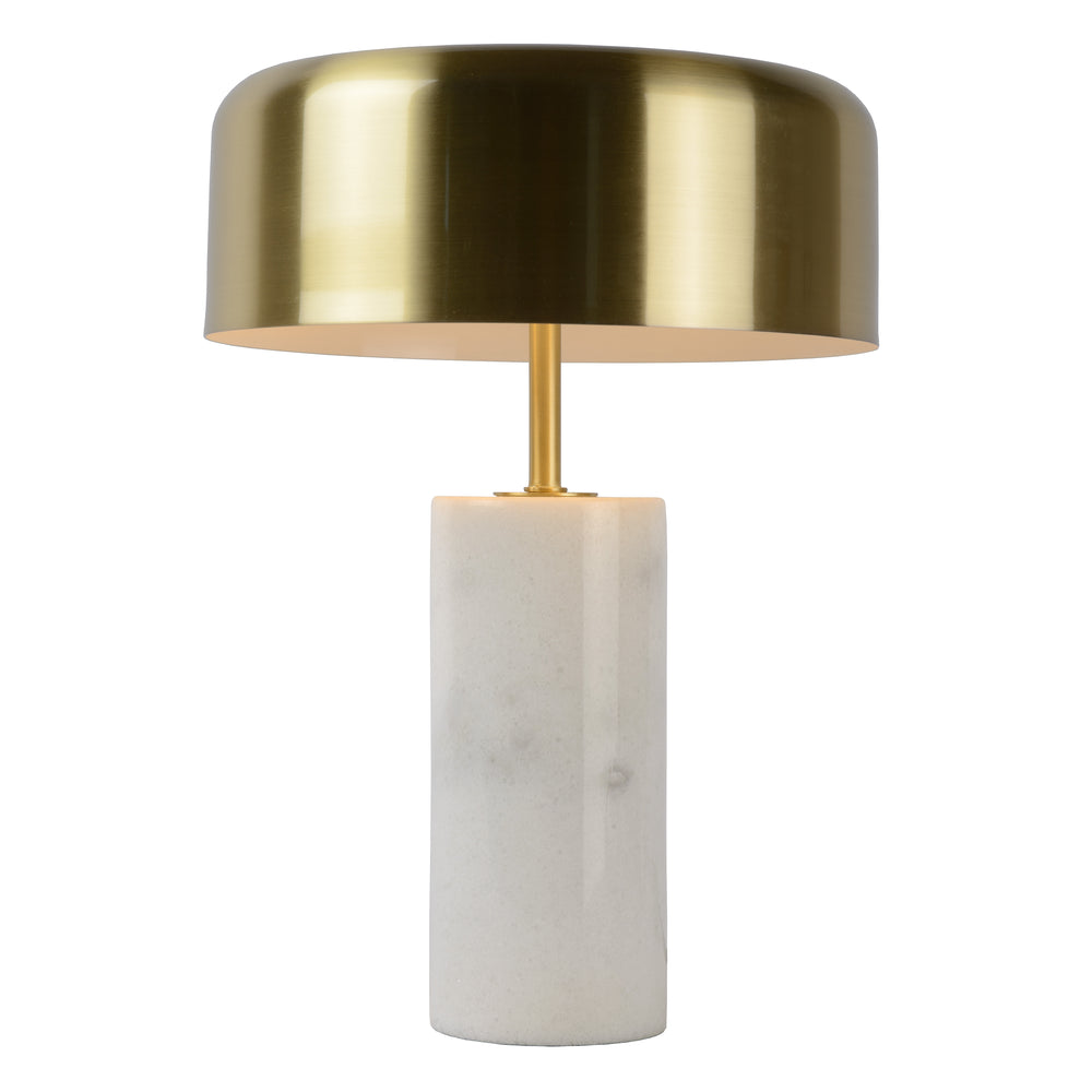 Lámpara de mesa moderna Lucide MIRASOL Ø25cm, 3xG9 LED, regulable, base de mármol, IP20, Blanca