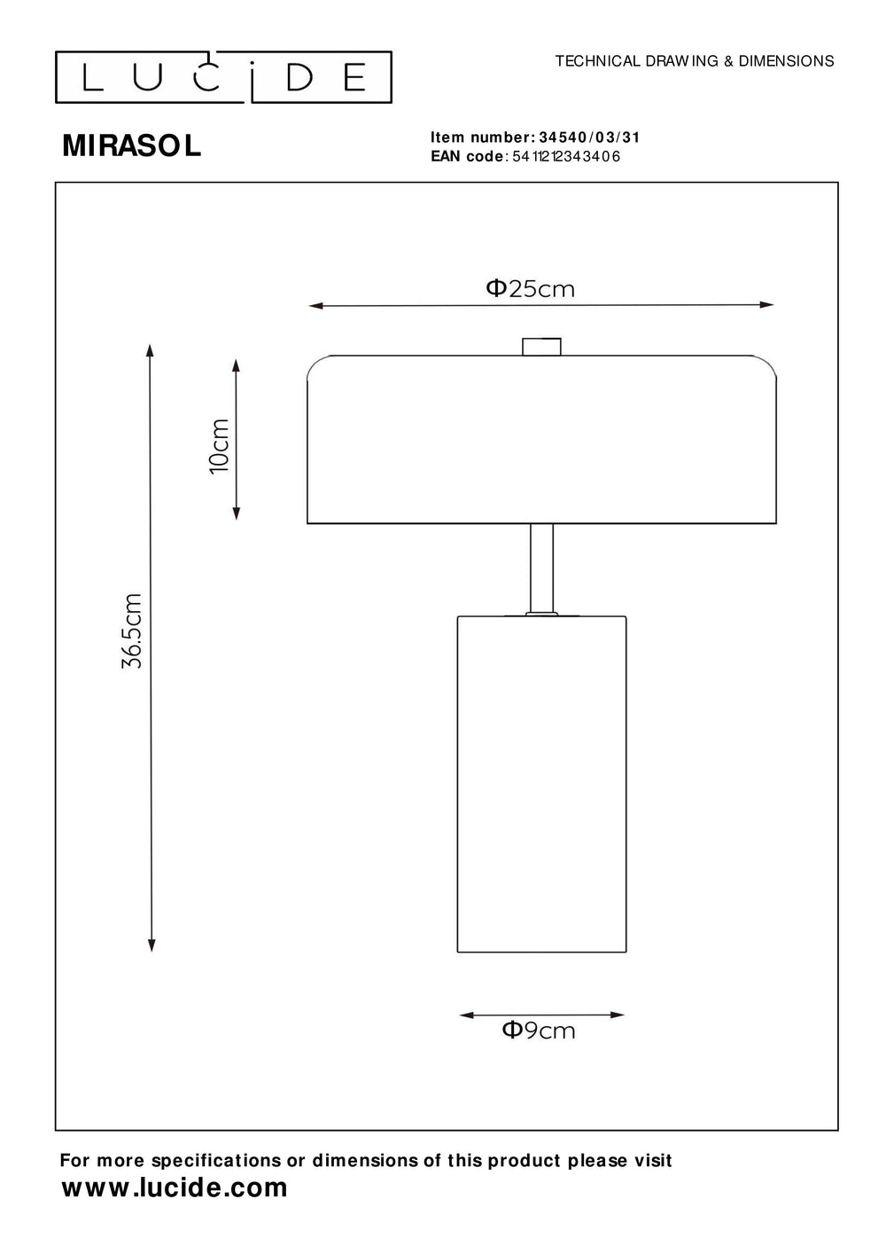 Lámpara de mesa moderna Lucide MIRASOL Ø25cm, 3xG9 LED, regulable, base de mármol, IP20, Blanca