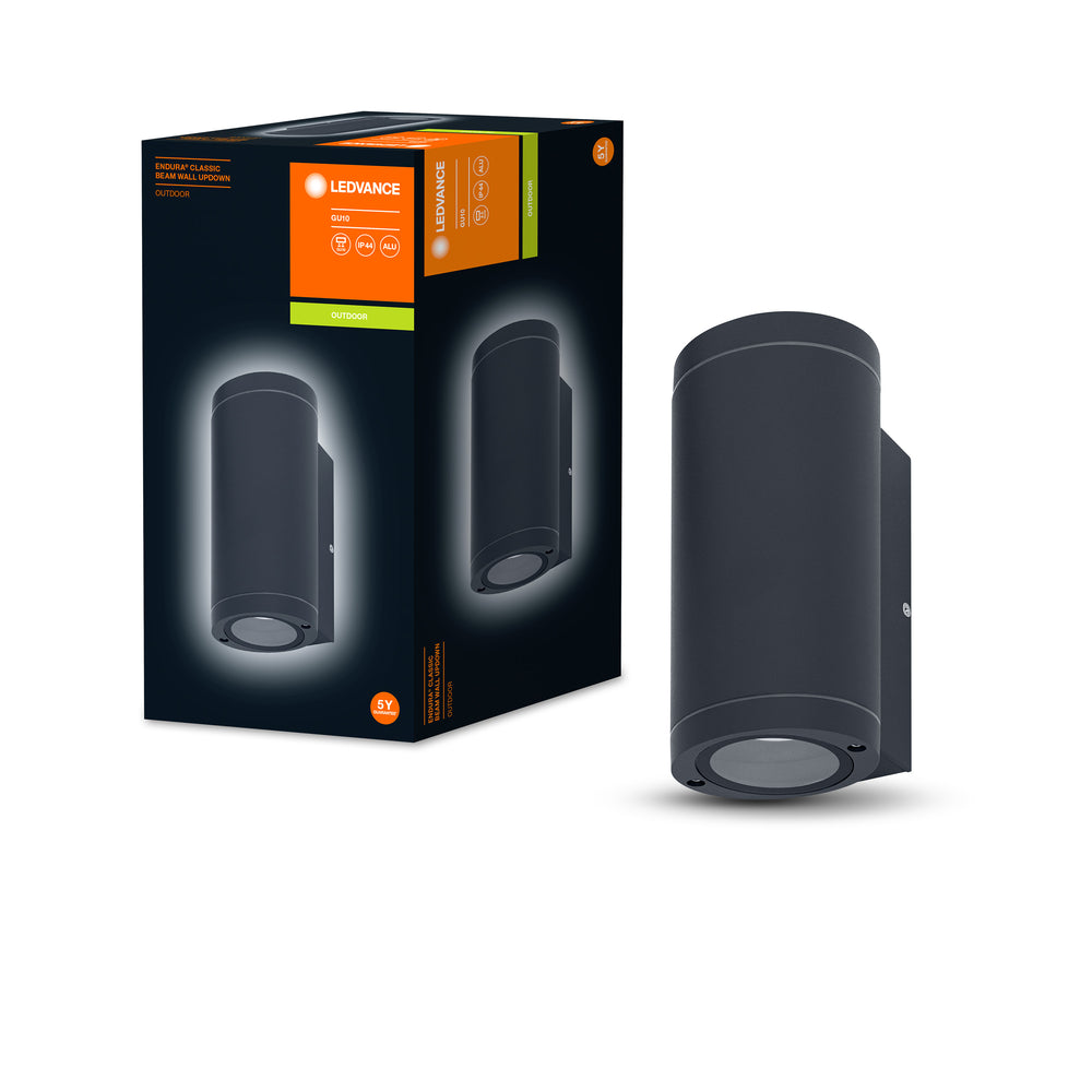 Ledvance ENDURA BEAM Applique da Parete UpDown GU10, 2x35W, IP44 per Esterni a Superficie, Alluminio Grigio Scuro