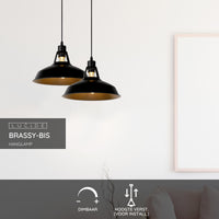 Lampe suspendue Lucide BRASSY-BIS Noir, 1xE27, hauteur réglable, abat-jour rond en métal Ø31cm, IP20