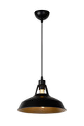 Lampe suspendue Lucide BRASSY-BIS Noir, 1xE27, hauteur réglable, abat-jour rond en métal Ø31cm, IP20