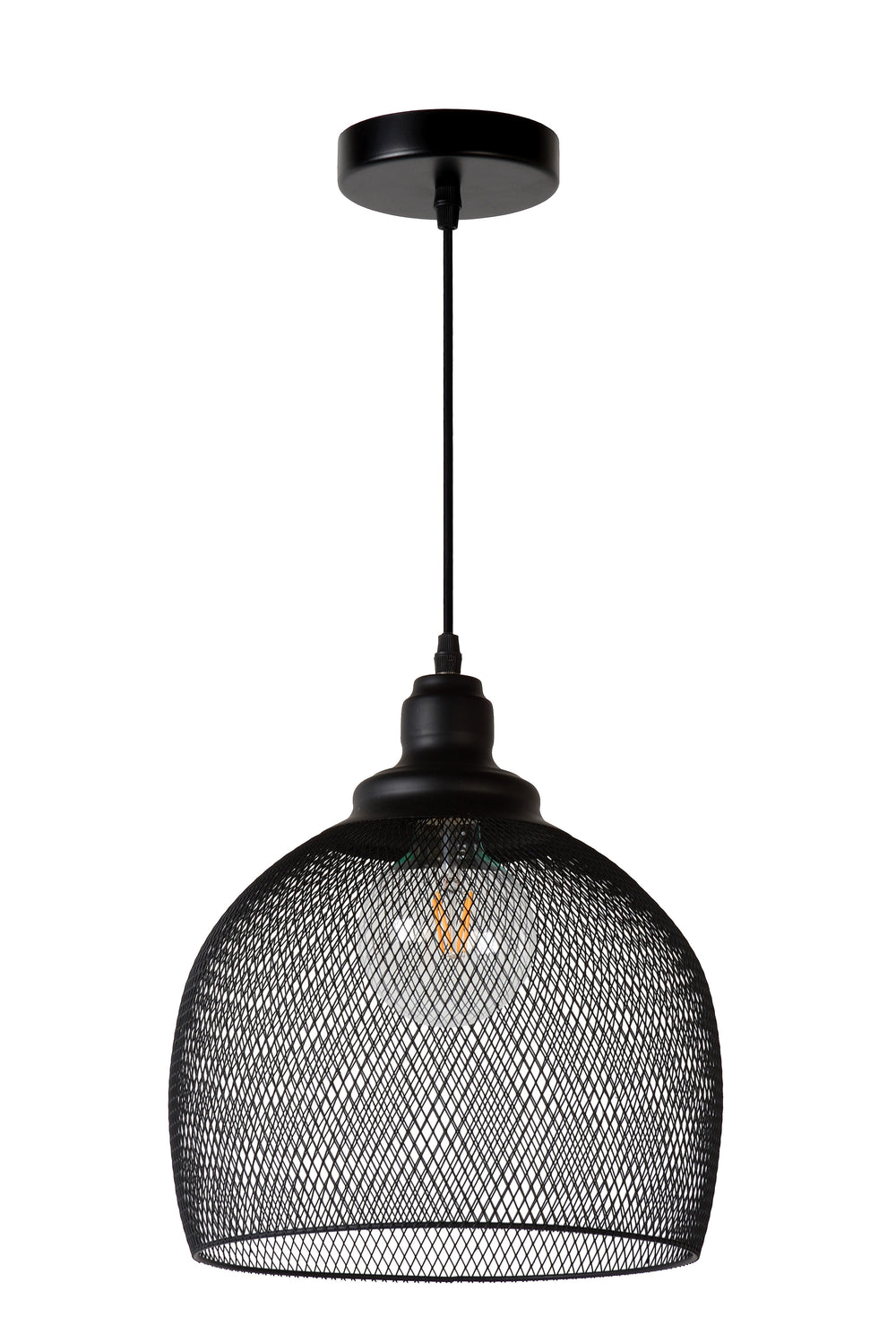 Lucide MESH hængelampe Sort Ø28cm 1xE27 moderne metal pendellampe IP20 højdejusterbar dæmpbar