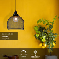 Lucide MESH hængelampe Sort Ø28cm 1xE27 moderne metal pendellampe IP20 højdejusterbar dæmpbar