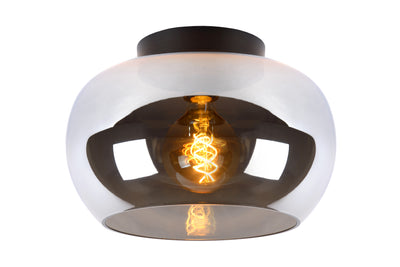 Lucide JUDI plafondlamp Ø30.5cm, rookglas, 1xE27, dimbaar, moderne stijl, metalen frame, IP20