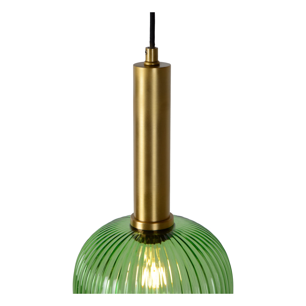 Lucide MALOTO suspension, métal et verre oval vintage, culot E27, 40W max, IP20, finition bronze vert