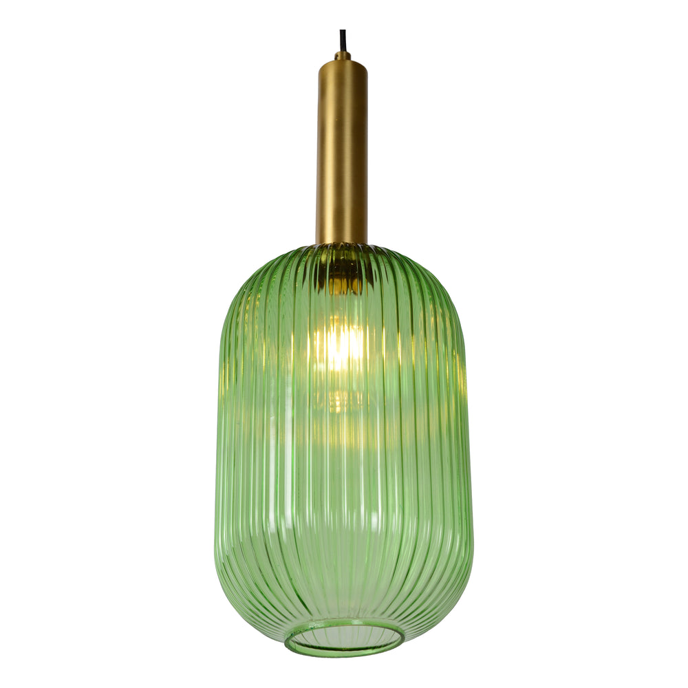 Lucide MALOTO suspension, métal et verre oval vintage, culot E27, 40W max, IP20, finition bronze vert