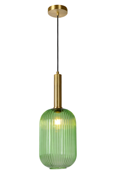 Lucide MALOTO suspension, métal et verre oval vintage, culot E27, 40W max, IP20, finition bronze vert