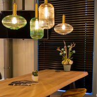 Lucide MALOTO vintage hanglamp, 1xE27, 40W max, amberkleurig glas, bronzen afwerking, in hoogte verstelbaar, IP20