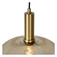 Lucide Maloto lampe suspendue vintage, 1xE27, verre ambré, finition métal bronze, Ø30cm, hauteur réglable, IP20