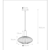 Lucide Maloto lampe suspendue vintage, 1xE27, verre ambré, finition métal bronze, Ø30cm, hauteur réglable, IP20