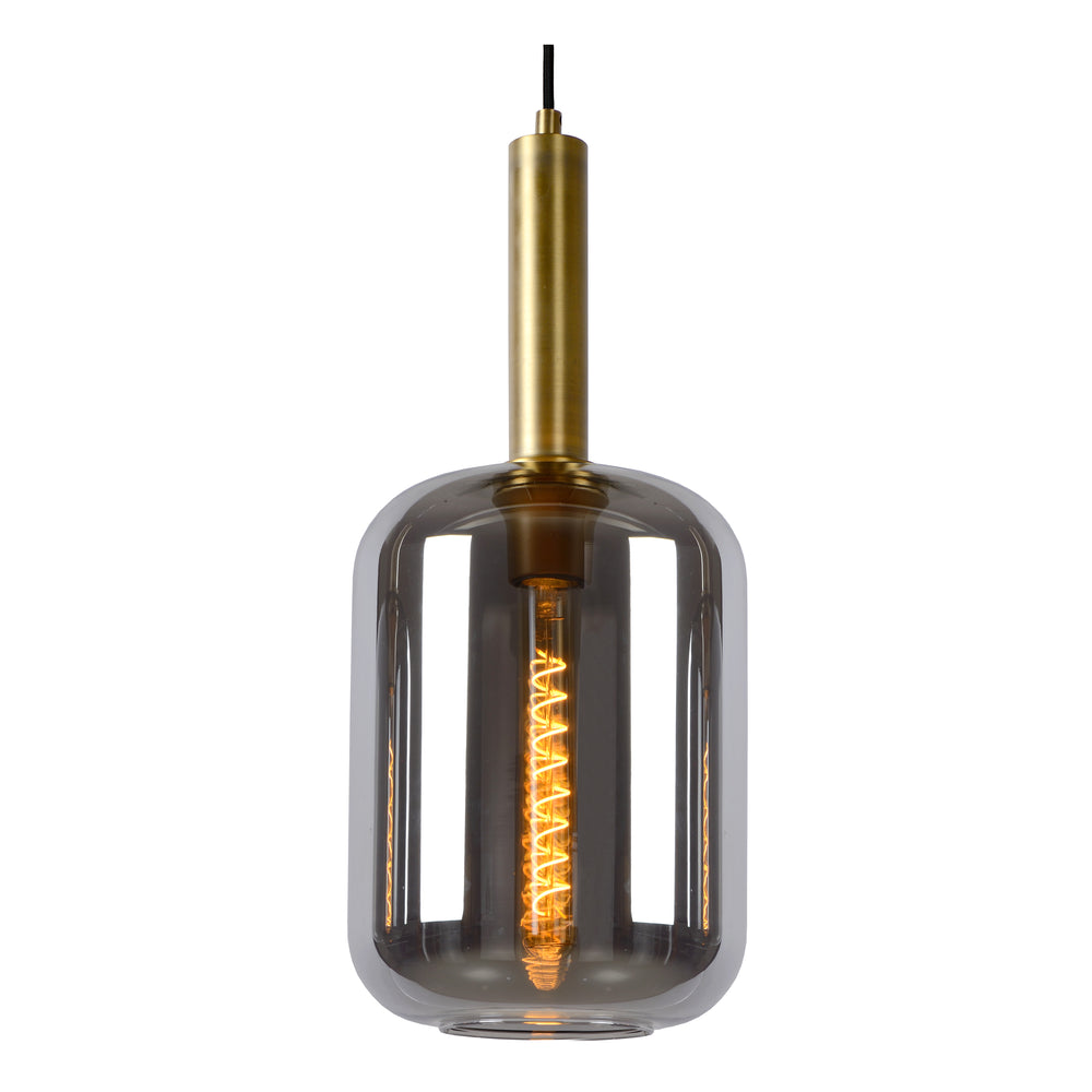 Lucide JOANET hanglamp 3xE27 fumé glazen kappen, matgouden afwerking, hoogte verstelbaar, dimbaar, IP20 binnen