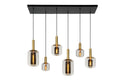 Lucide JOANET hanging lamp, 6xE27 sockets, bronze with fumé glass, modern rectangular design, IP20, 1320mm
