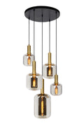 Lampada a sospensione Lucide JOANET Ø66cm, 5xE27, dimmerabile, altezza regolabile, Bronzo con vetro fumé, IP20